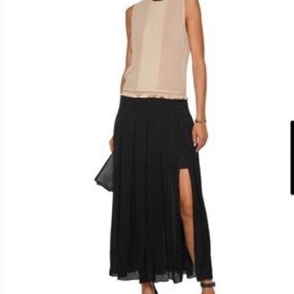 SANDRO HANAE CHIFFON MAXI DRESS BLK BLUSH Size 2 - Picture 1 of 16